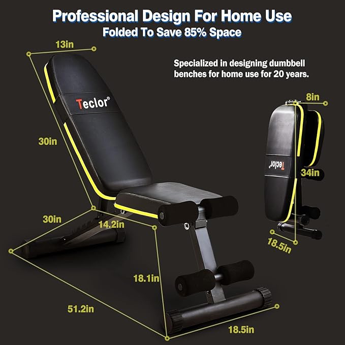 Adjustable Weight Bench, Foldable Workout Benches for Home Gym, 10 Backrest Position Exercise Bench for Strength Training, Upgraded Thickened Steel Support Max Capacity 700LBs