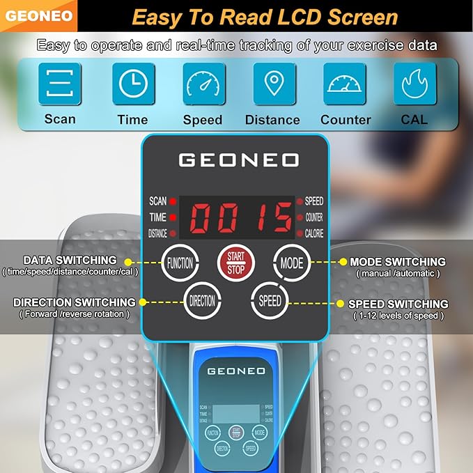 Under Desk Elliptical Machine, Electric Ellipse Leg Exerciser for Senior, Quiet and Compact Electric Seated Pedal for Home with Display Monitor, Remote Control and 12 Adjustable Speeds