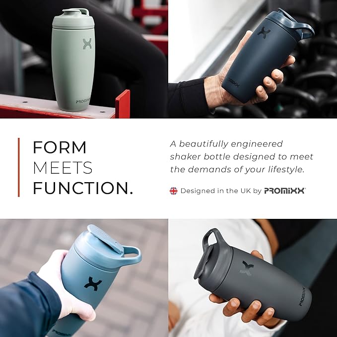 Promixx Pursuit Shaker Bottle Insulated Stainless Steel Water Bottle and shaker Cup, 18oz, Seagrass Green