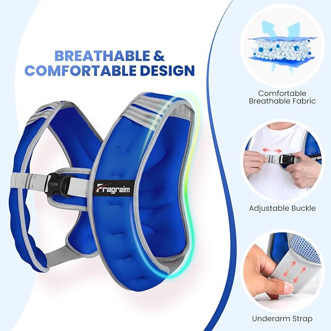 Fragraim Weighted Vest for Women Men - 8lb/10lb/12lb/16lb/22lb/25lb/30lb Weight Vest with Reflective Stripe, Detachable Phone Pouch, Ideal for Walking, Strength Training, Running, Workout, Cardio