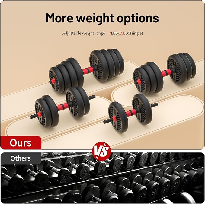 Adjustable Dumbbell, 20/30/40/60/80lbs Dumbbells Set, 4-in-1 Free Weights for Women/Men Workout Equipment Used as Barbell/Kettlebells/Push up Stand for Home Gym