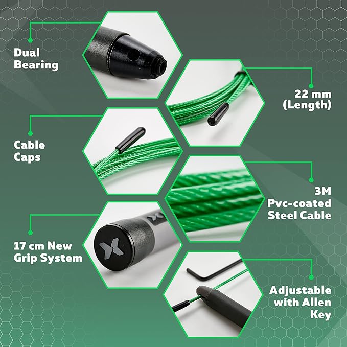 PICSIL - Sphinx Rope | 360° Spin Jump Rope | Dual Bearing System | Fast & Lightweight for Fitness, Cross Training Boxing | Adjustable Cable| Double Rolling |