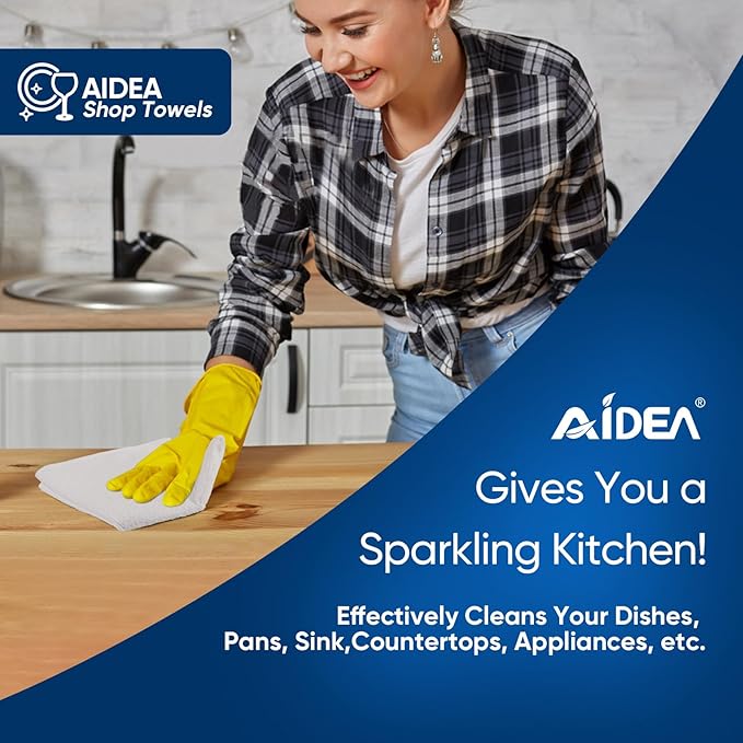 AIDEA Microfiber Cleaning Cloth White-100PK, Absorbent Cleaning Rags, Commercial Shop Rags Lint-Free, Scratch-Free, White Microfiber Towels for Cars, Kitchen Towels White 11.5 in.x 11.5 in.