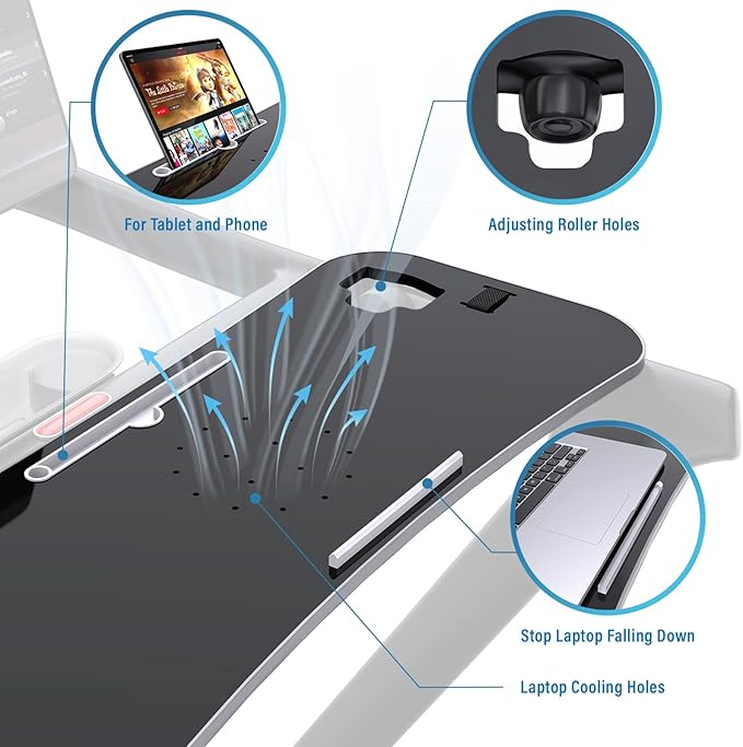 Treadmill Desk Attachment,Peloton Tread Tray Ergonomic Platform, Laptop Holder with Tablet Holder,New Universal Cooling Holes Laptop Stand for Home/Office