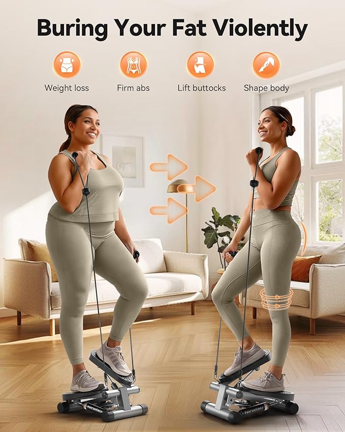 Niceday Steppers for Exercise, Stair Stepper with Resistance Bands, Mini Stepper with 300LBS Loading Capacity, Hydraulic Fitness Stepper with LCD Monitor