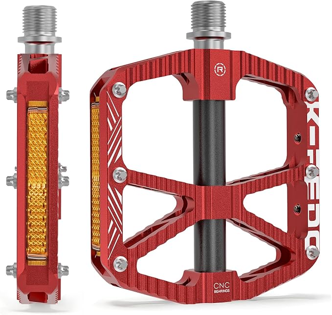 MTB Mountain Bike Pedal Platform Flat Bicycle Pedals Aluminum Alloy Non-Slip 9/16" Metal Bike Pedals with 3 Bearings for Road, BMX