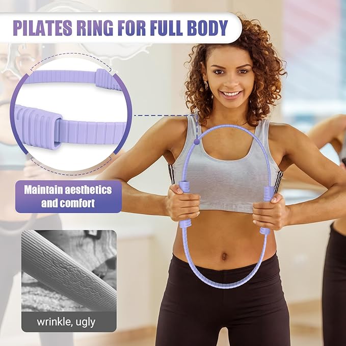 Pilates Ring, 13.5"/12" Silicone Magic Circle with Training Poster & Portable Bag, Pilates Ring Circle for Inner Thigh Workout, Yoga, Lose Weight & Physical Therapy for Women