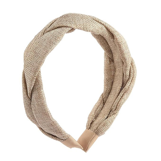 Madison Tyler Thick Headbands for Women | Wide Fabric Grey Braided Cute Handmade Makeup Hair Band for Girls | Thin Hair and Thick Hair | Skincare and Boho Spring Headband for Washing Face