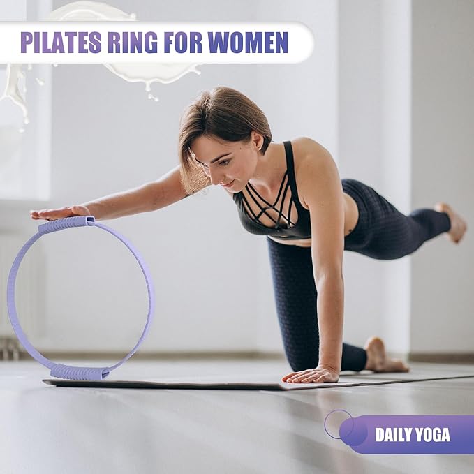 Pilates Ring, 13.5"/12" Silicone Magic Circle with Training Poster & Portable Bag, Pilates Ring Circle for Inner Thigh Workout, Yoga, Lose Weight & Physical Therapy for Women
