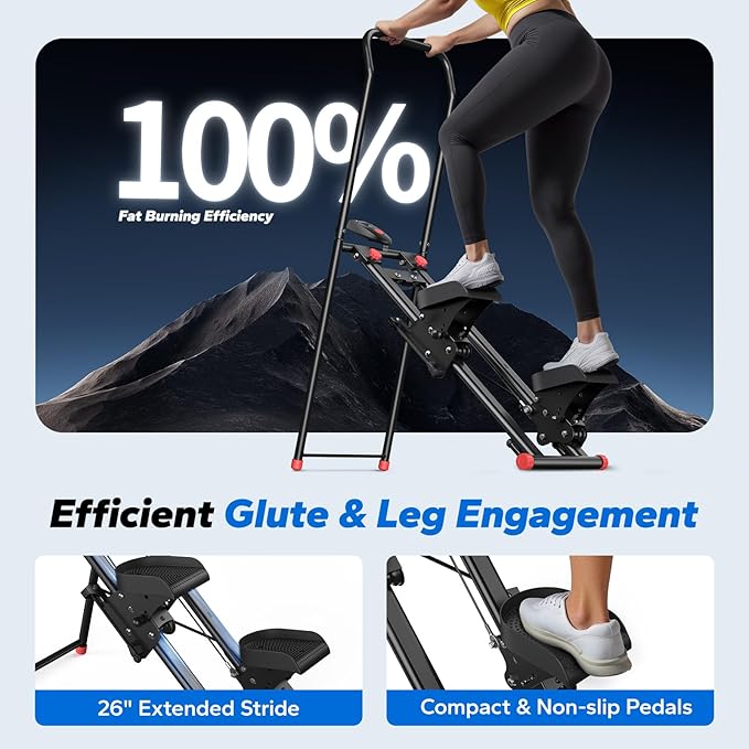 MERACH Stair Stepper for Home Gym Exercise, New Version Stairmaster for Full-Body Workout, Compact Folding Stair Climber with Extended Step Range, Adjustable Handlebar/Pedal