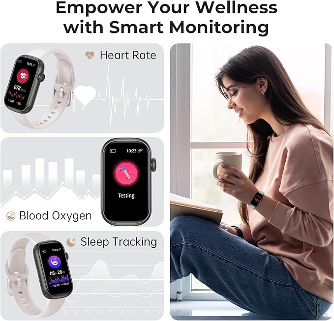 Fitness Tracker for Men Women, 24/7 Heart Rate, SpO2 and Sleep Monitor Health Watch, Calorie Step Counter Fitness Watch IP68 Waterproof Smart Watch for Android and iOS, Starlight