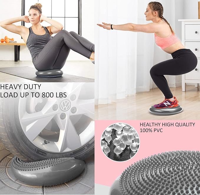 NEISHNG 3-Pack Stability Wobble Cushions with Hand Pumps, Kids Sensory Wiggle Seat for Classroom, Core Trainer Balance Disc for Gym and Home Workout (5 Color)
