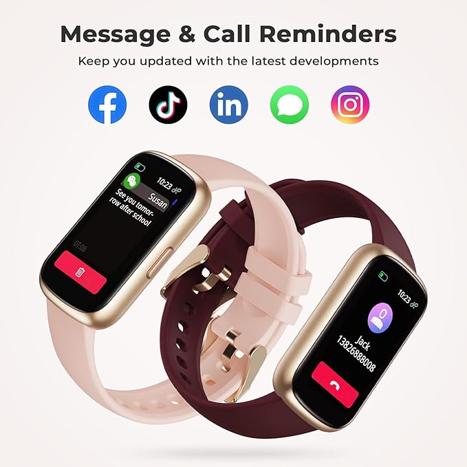 Fitness Tracker for Women Men, Smart Watch Band with 24/7 Heart Rate Blood Oxygen Sleep Monitor, Calories Step Tracker Pedometer 3ATM Waterproof Activity Tracker for Android iOS, Wine Red