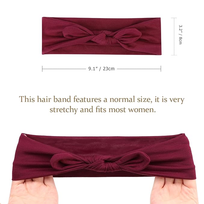 DRESHOW 8 Pack Bow Headbands for Women Girls Elastic Headwraps Knotted Headband Rabbit Ears Turban Non-Slip Sport Cute Hair Accessories