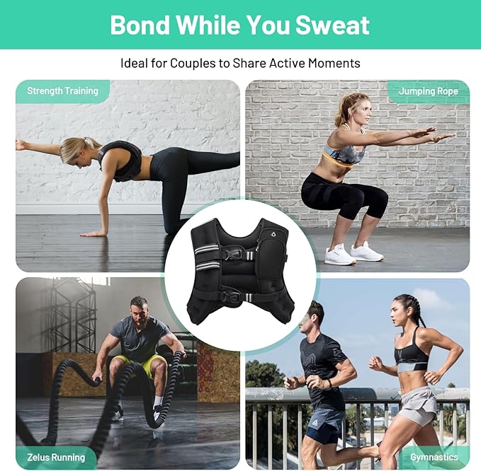 Weighted Vest for Men and Women 6lbs/8lbs/12lbs/16lbs/20lbs Adjustable Weights Rucking Vest for Walking, Strength, Training, Running