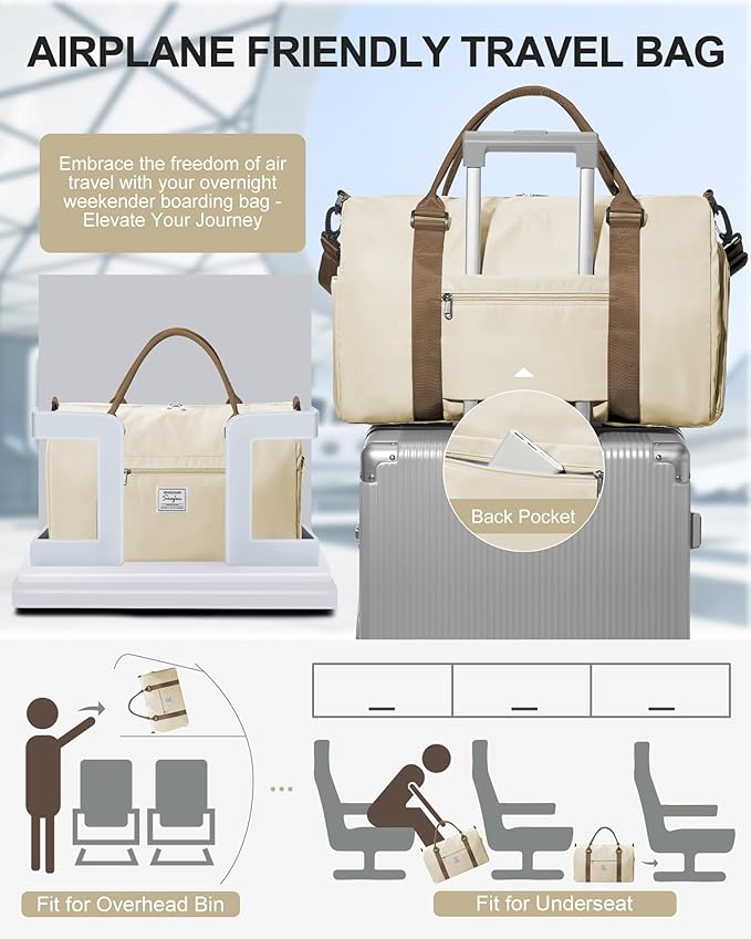 Gym Bag Womens,Travel Duffel Carry on Bag Sport Tote Bag Weekend Overnight Bag