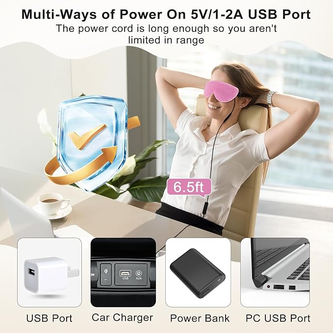 KOVNLO Heated Eye Mask, Washable USB Electric Moist Heat Warm Compress for Eyes, Eye mask with Flaxseed for Dry Eyes, Blepharitis, Chalazion, MGD, Stye Eye Treatment