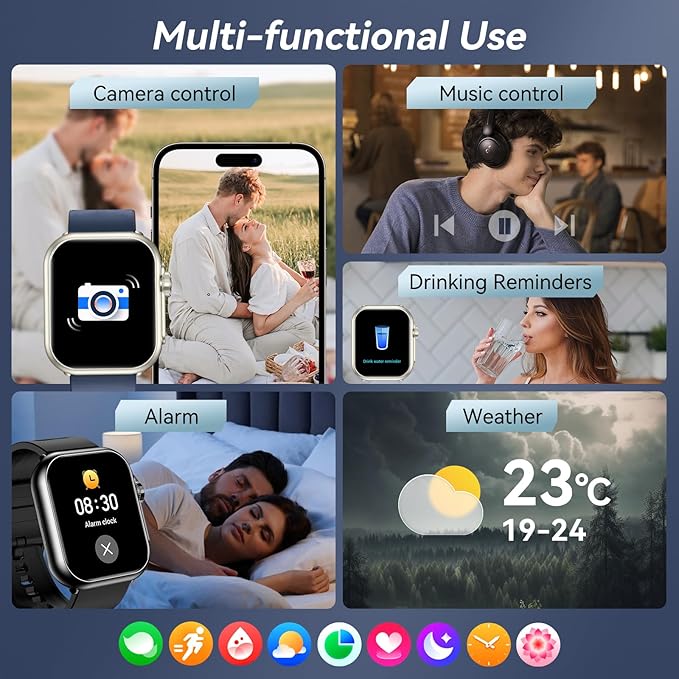 Smart Watch for Men Women, 1000mAh Battery 100-Day Standby Time, 1.85" HD Screen Fitness Tracker, 110+ Sport Modes, IP68 Waterproof, Heart Rate/Sleep Monitor, Fitness Watch for Android/iPhone(Blue)