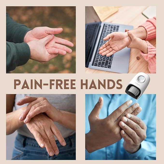 Hand Massager with Heat and Compression for Arthritis and Carpal Tunnel, Finger Numbness, Circulation, Pain Relief, from Wrist to Palm and Finger with Kneading Rollers, Fan Cooling Gifts for Women Men