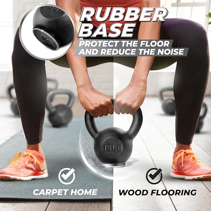 Yes4All 5-80 lbs Cast Iron Kettlebell for Dumbbell Weights Exercises, Gym, Full Body Home Workout Equipment, Push up, Grip and Strength Training