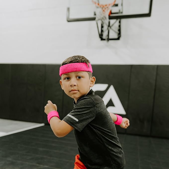 Suddora Sweatbands for Kids, Moisture Wicking 2 Wristbands and 1 Headband Set, Soft and Skin-Friendly Fabric, Moisture-Wicking Athletic Sweat Bands for Basketball, Baseball, Soccer