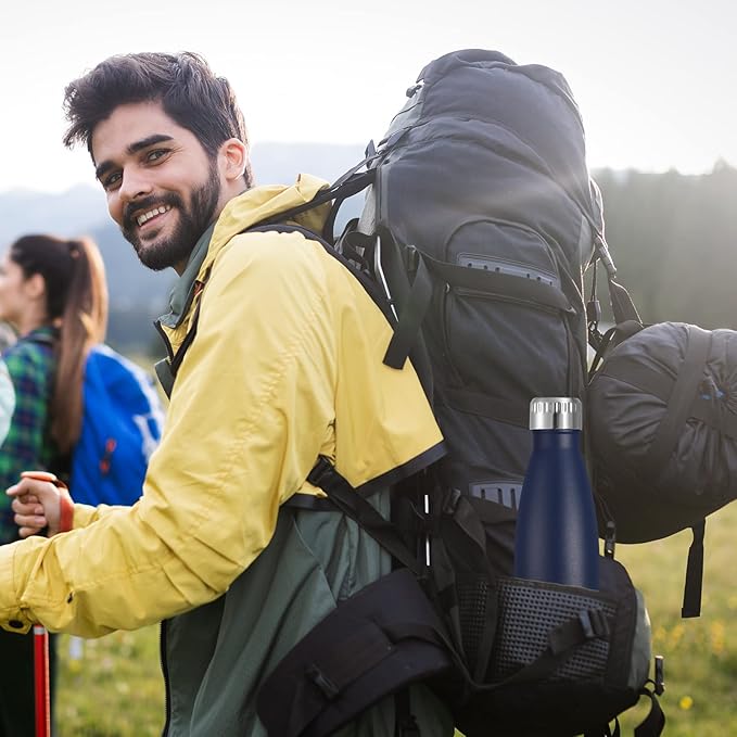 VEGOND 17oz Stainless Steel Water Bottles Bulk, Reusable Metal Sports Water Bottle Keeps Drink Hot and Cold, BPA Free Double Wall Vacuum Cola Shape Insulated Water Bottles for Camping Gym, 4 Pack