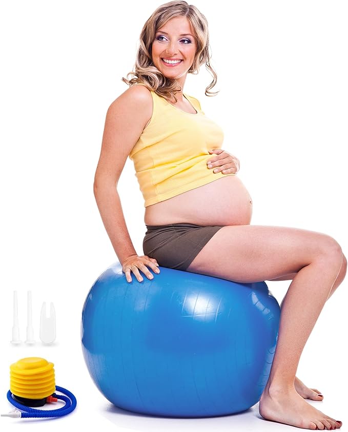 Anti-Burst Exercise Ball,Yoga Ball Chair with Pump Device,Non-Slip Matte Pilates Ball,Balance Ball for Stretching Core Yoga Pilates Birthing Pregnancy Stability Gym Workout Training