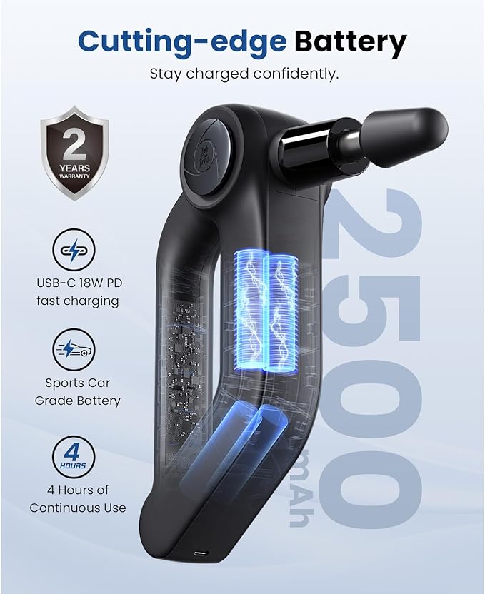 BOB AND BRAD D5 Pro Massage Gun, Powerful Percussion Massage Gun Deep Tissue with Enhanced Power for Athletes Home Gym, Handheld Muscle Massager for Pain Relief & Muscle Therapy, Ideal Gift