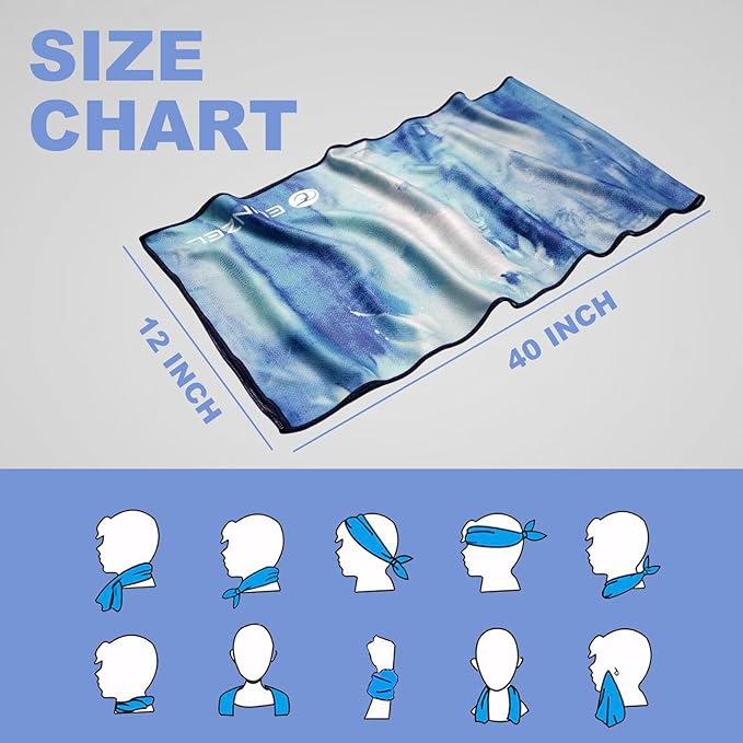 Cooling Towel, Ice Towel for Neck, Soft Microfiber Chilly Towel Stay Cool for Sports, Yoga, Running, Gym, Workout, Biking, Camping & Outdoor Activities 40"x12"