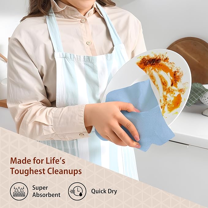 H4N Microfiber Cleaning Cloth Roll, 85 Pack Micro Fiber Cloth for Cleaning, Tear Away Towels, Ultra Absorbent, Non-Abrasive, Reusable and Washable Cleaning Supplies, 11.81" x 11.81", Blue