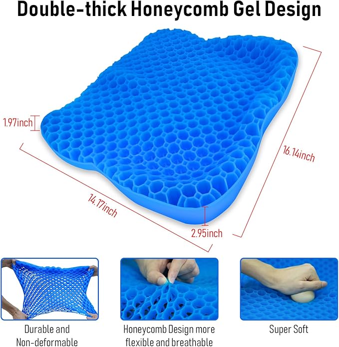 Kayak seat Cushion Waterproof Kayak seat Cushion Kayak Fishing Accessories Waterproof Gel Boat seat Cushion Anti Slip Coccyx Sciatica Relief Double-Layer Gel Cushion Design Thickened