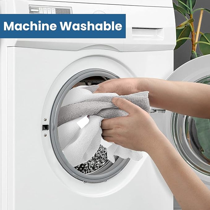 DAN RIVER 24-Pack Microfiber Towels โ Ultra Absorbent, lint Free Cloth & Streak-Free for Home, Car & Kitchen - Must-Have Cleaning Essentials - 12" x 12" - Gray White