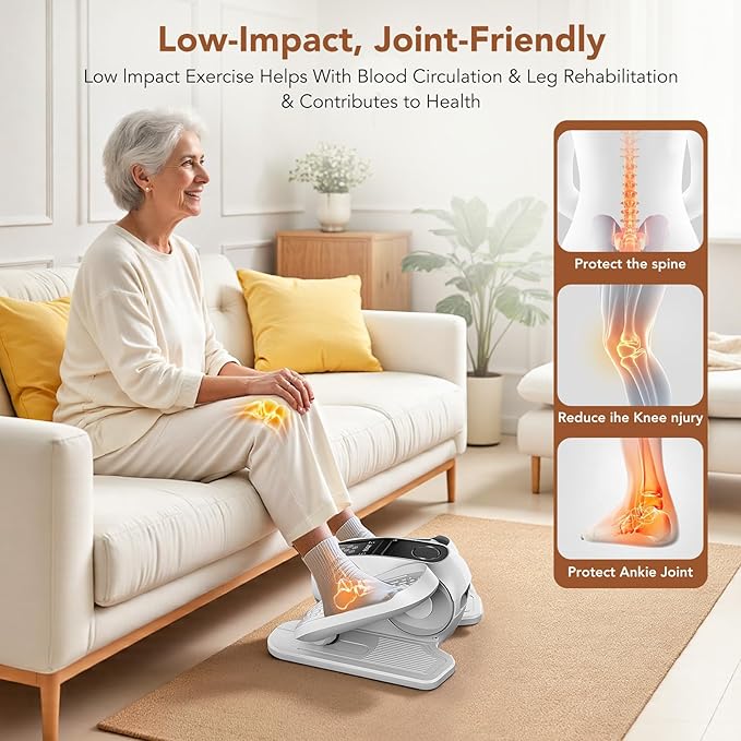 Under Desk Elliptical Exercise Machine, Mini Elliptical Leg Exerciser As Seen on TV, Electric Pedal Exerciser While Sitting for Seniors Adults, Elliptical Training Machines for Fitness with 12 Modes