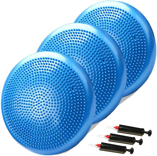 NEISHNG 3-Pack Stability Wobble Cushions with Hand Pumps, Kids Sensory Wiggle Seat for Classroom, Core Trainer Balance Disc for Gym and Home Workout (5 Color)