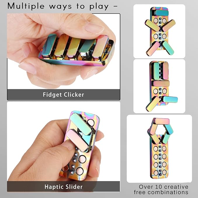 Fidget Toys for Adults - Creative Magnetic Haptic Fidget Clicker with 3 Noise Levels Loud-Quiet EDC Fidgette Toys Adults Office Class Fidget Toys Relief Stress and Anxiety ADHD Approved (Rainbow)