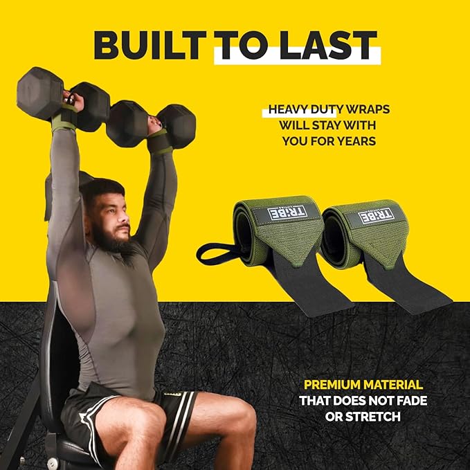 Heavy Duty Wrist Wraps & Lifting Straps – Weightlifting Wrist Wraps for Men with Silicone Grip & Padding – Gym Wrist Straps for Weightlifting