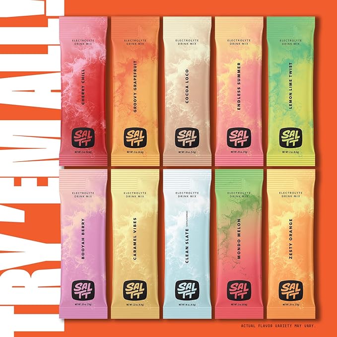 SALTT Electrolytes Powder Packets, Ultra Variety Pack (30 Packets) - Magnesium, Potassium, Sodium, Trace Minerals - Vegan, Sugar Free, Gluten Free - Travel Essentials - Made in USA