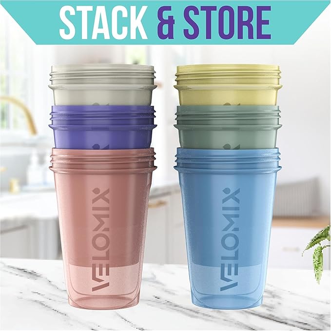 -6 PACK- 20 OZ Protein Shaker Bottles for Protein Mixes, Shaker Cups for Protein Shakes, Small Shaker Bottle Pack, Shaker Cup, Shakers for protein Shakes (Pastel Shades - 6 Pack)