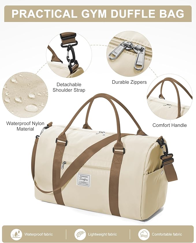 Gym Bag Womens,Travel Duffel Carry on Bag Sport Tote Bag Weekend Overnight Bag