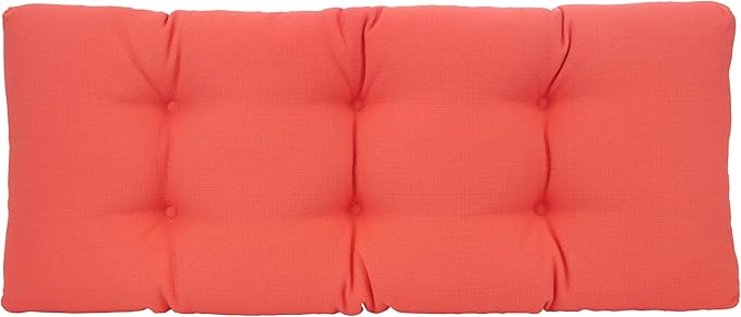 Klear Vu The Gripper Omega Non-Slip Tufted Bench Cushion for Indoor Furniture, Entryway Storage, Bay Window, Corner Nook or Piano Seat, 33 Inches, 16 Coral