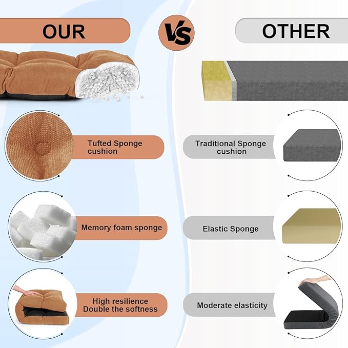 Bench Cushion 42 Inch - Chenille, High-Density Memory Foam, Non-Slip Bottom, Soft Durable Indoor Tufted Long Seat Cushion for Window Garden Furniture (Amberglow, 42x16x4 Inch)