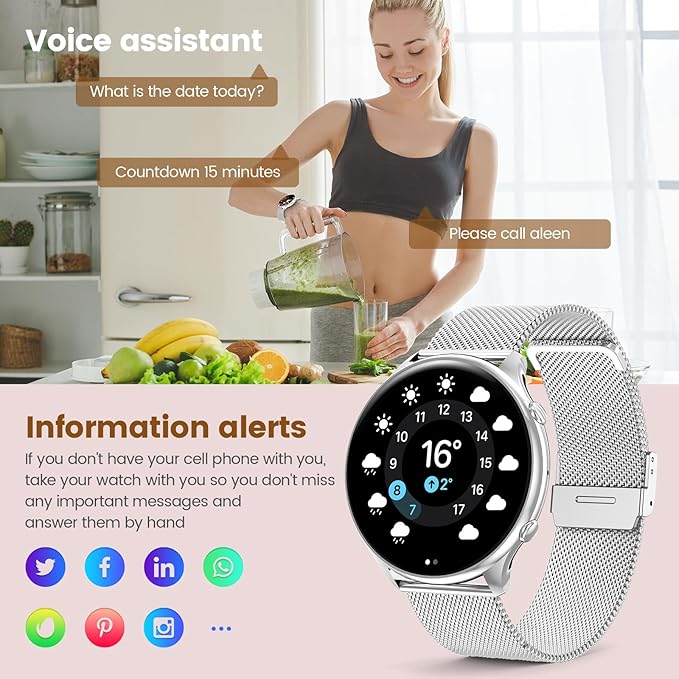 Smart Watches for Women with Menstrual Cycle Tracker, 1.39” HD Smart Watch, Heart Rate/Sleep Monitor, IP67 Waterproof, Women’s Watch Fitness Tracker Compatible with iOS Android