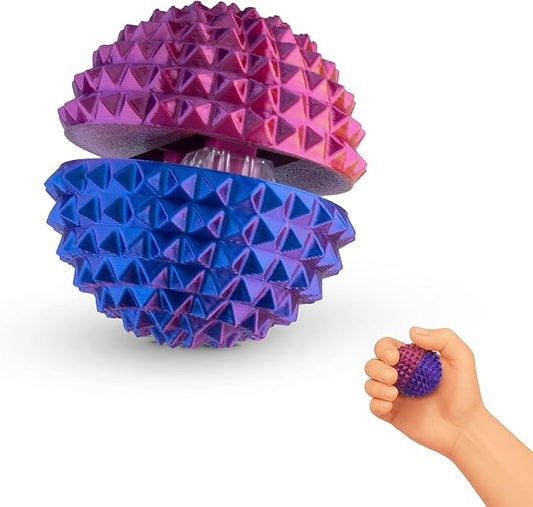 Round Spiked Sensory Fidget Clicker, Tactile Stimming Device with Mechanical Clicky Switches, Lanyard Attachment, Ideal for Pain Stim, ADHD, Autism & Stress Relief (NEON HARMONY, MEDIUM)