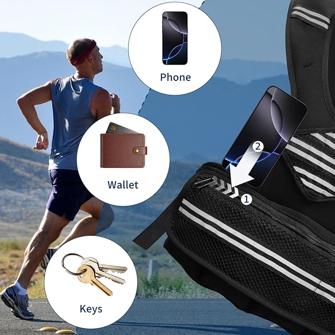 Adjustable Weighted Vest for Men & Women, Body Weight Vest with Reflective Stripe and Mesh Pocket, Workout Gear for Walking, Jogging and Strength Training