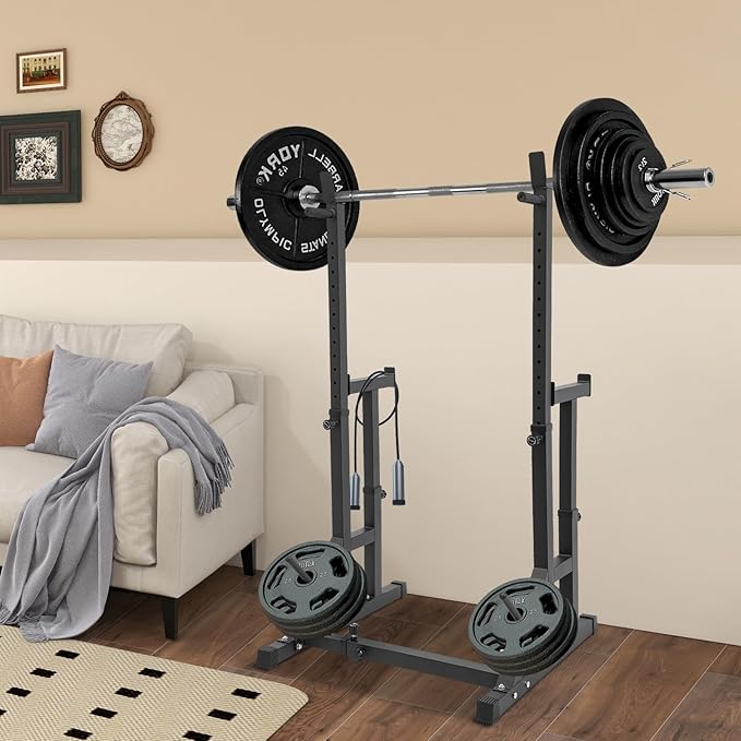 Adjustable Barbell Rack, Multi-function Barbell Rack,Squat Rack Stand, Barbell Rack for Bench Press,Weight Lifting Rack for Home Gym Strength Training Fitness Workout, Max Load 550LBS