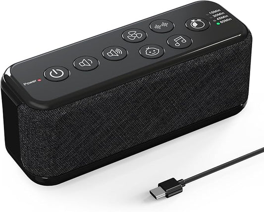 Raynic White Noise Machine, 42 Soothing Sounds Noise Machine, Rechargeable Battery Sound Machine with 8 Volumes, 5 Timers, Type-C Port, Headphone Jack for Baby, Adult, Home, Travel, Office