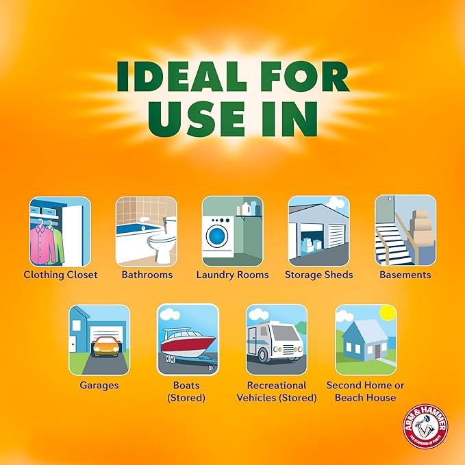 Arm & Hammer Essentials Hanging Moisture Absorber and Odor Eliminator, 17.5 oz., 3 Pack, Fragrance Free, Moisture Absorbers for Closets, Laundry Rooms and Bedrooms, Long-Lasting Freshness