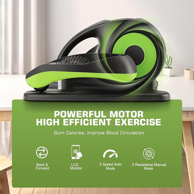 ANCHEER Under Desk Elliptical, Electric Ellipse Leg Exerciser While Sitting for Seniors Adults, Quiet Portable Motorized Seated Foot Pedal Exerciser with Remote Control for Home Office Use