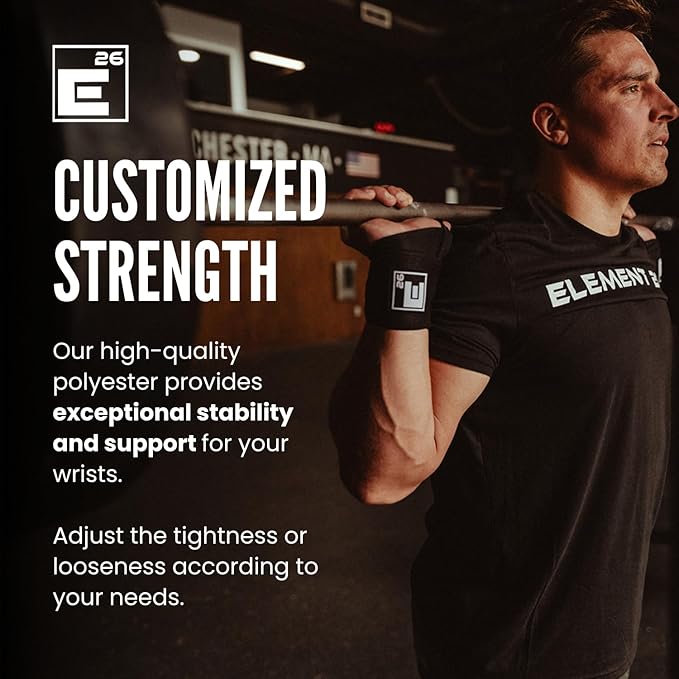 Element 26 Weight Lifting Wrist Wraps 20" Heavy Duty Wrist Support Brace with Thumb Loop - Wrist Wraps for Strength Training and Wrist Protection, Wrist Wraps for Weightlifting for Men and Women