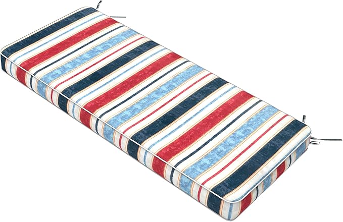 Outdoor Bench Cushion 45x18x3 Inch, Bench Furniture Cushion for Loveseat Sofa Couch Bench Garden Porch Glider, Stripe Red Blue